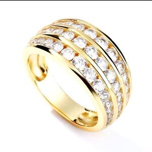 NWT Gold Tone 3 Line Cubic Zirconia Bohemian Fashion Ring size 9